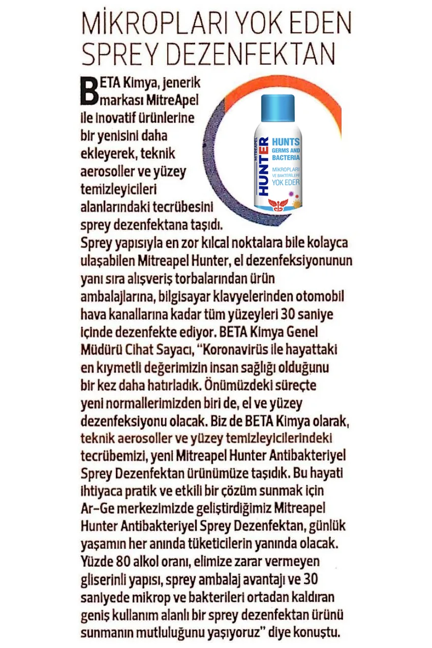Mikropları Yok Eden Sprey Dezenfektan