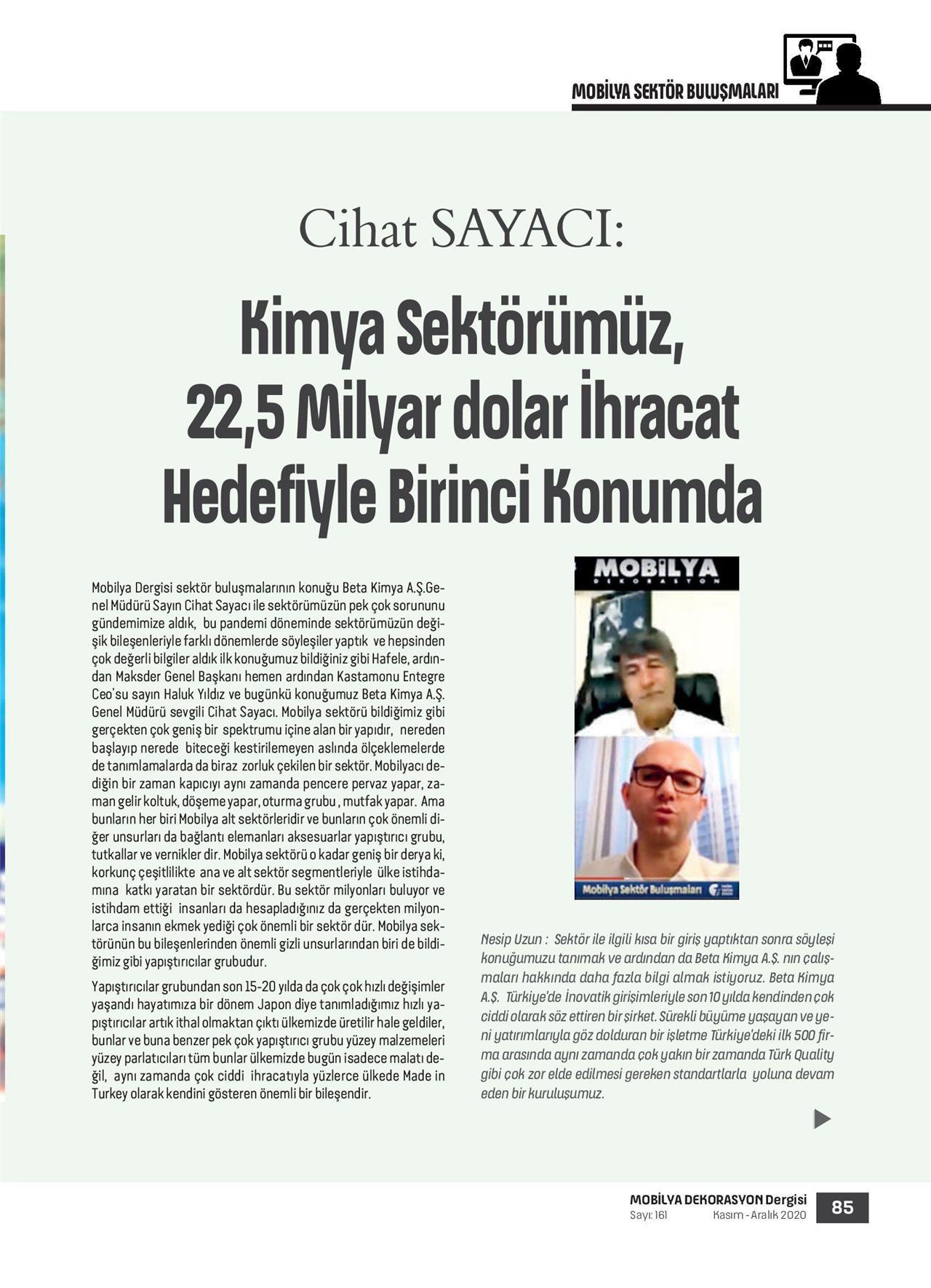 Mobilya Dergisi Beta Kimya