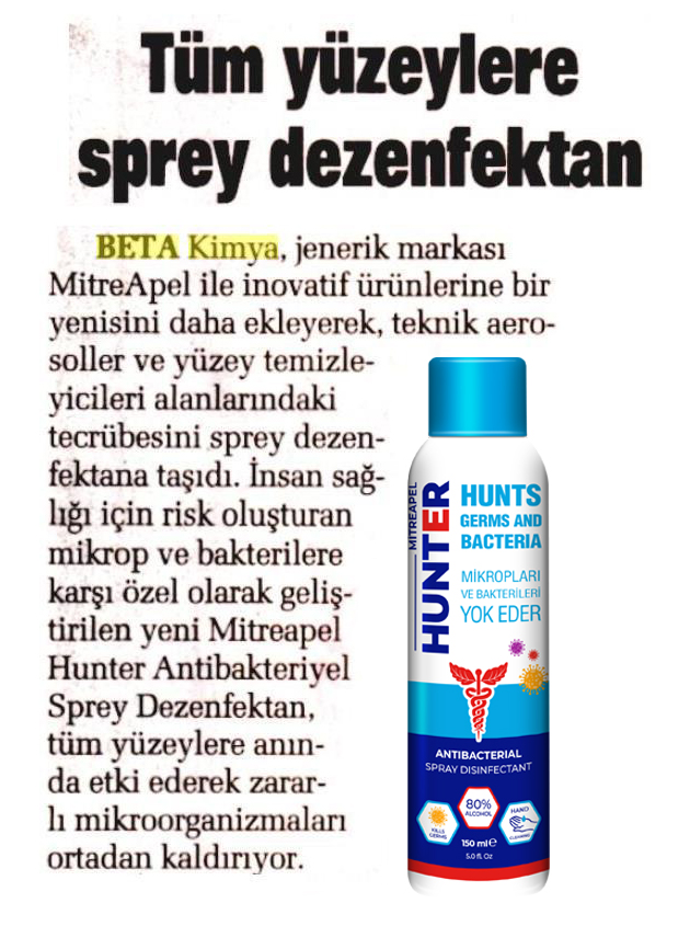 Tüm Yüzeylere Sprey Dezenfektan