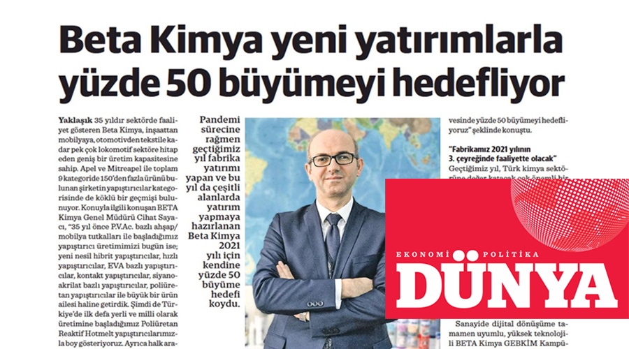 Beta Kimya Yeni Yatırımlarla Yüzde 50 Büyümeyi Hedefliyor